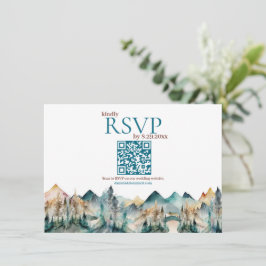 Tarjeta de respuesta de boda de montaña con código