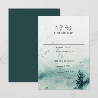 Tarjeta de respuesta de Boda de montaña Misty