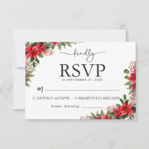 Tarjeta de respuesta de boda de Navidad con floral