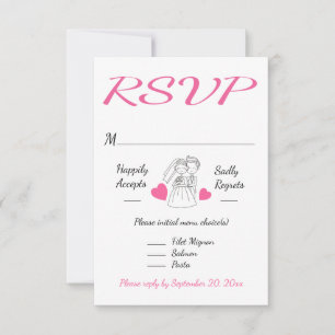 Tarjeta de respuesta de boda de novios de dibujos
