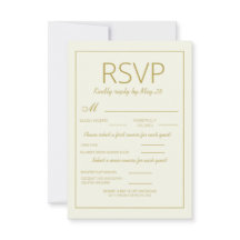Tarjeta de respuesta de boda de oro crema moderna 
