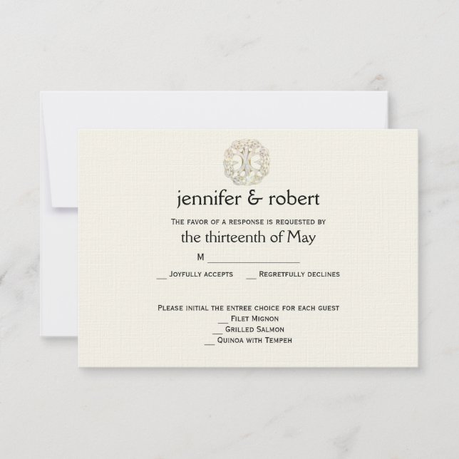 Tarjeta de respuesta de Boda de oro de árbol celta (Anverso)