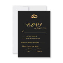 Tarjeta de respuesta de boda de oro negro