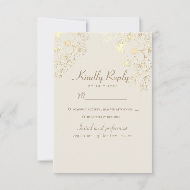Tarjeta de respuesta de boda de oro para elección  (Anverso)