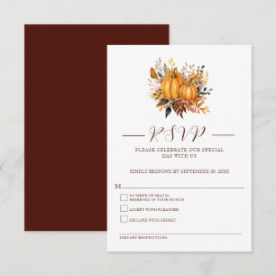Tarjeta de respuesta de boda de otoño moderno de c