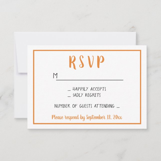 Tarjeta de respuesta de boda de otoño naranja mini (Anverso)