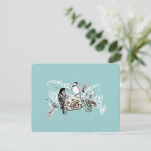 Tarjeta de respuesta de Boda de pájaro de amor azu