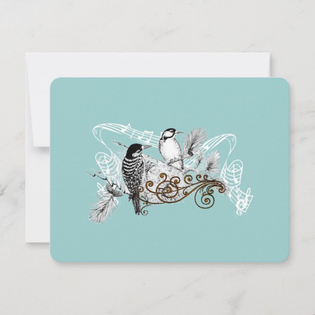 Tarjeta de respuesta de Boda de pájaro de amor azu (Anverso)