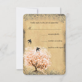 Tarjeta de respuesta de boda de pájaro de amor del