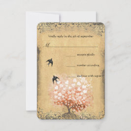 Tarjeta de respuesta de boda de pájaro de amor del