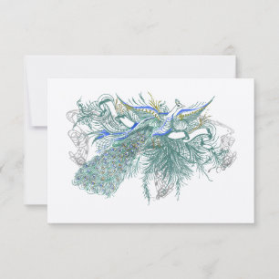 Tarjeta de respuesta de Boda de pájaro de Peacock 
