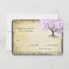 Tarjeta de respuesta de boda de pájaro vintage de