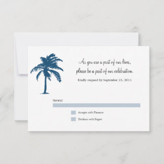 Tarjeta de respuesta de boda de Palma azul marino