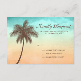 Tarjeta de respuesta de Boda de palmeras de playa 