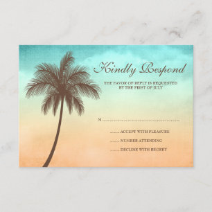 Tarjeta de respuesta de Boda de palmeras de playa 