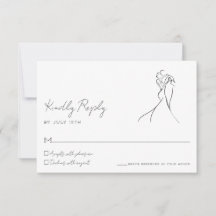Tarjeta de respuesta de boda de pareja de arte de 