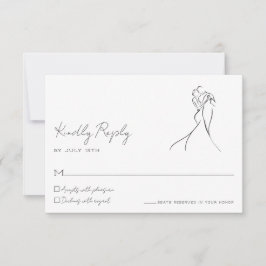 Tarjeta de respuesta de boda de pareja de arte de 