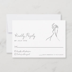 Tarjeta de respuesta de boda de pareja de arte de