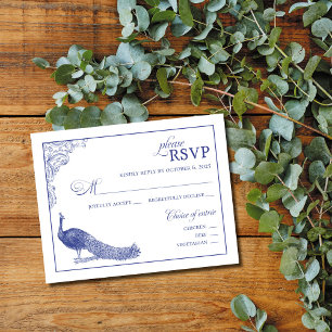Tarjeta de respuesta de boda de pavo real
