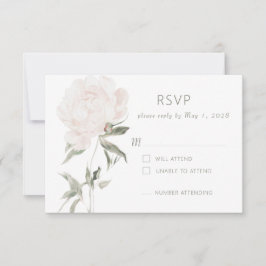 Tarjeta de respuesta de boda de peonía de suave ru