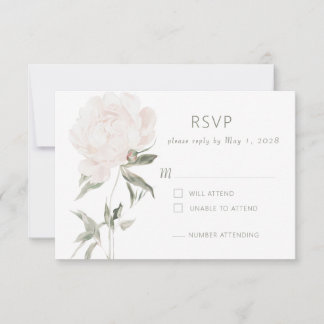 Tarjeta de respuesta de boda de peonía de suave ru