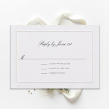 Tarjeta de respuesta de boda de perla elegante clá