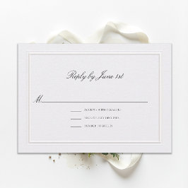 Tarjeta de respuesta de boda de perla elegante clá