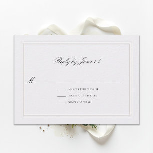 Tarjeta de respuesta de boda de perla elegante clá