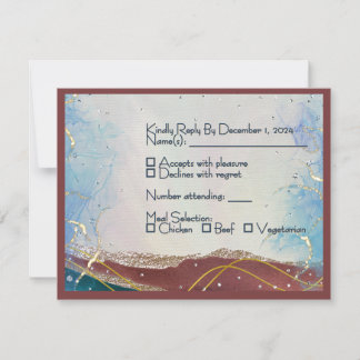 Tarjeta de respuesta de boda de plata y oro de la