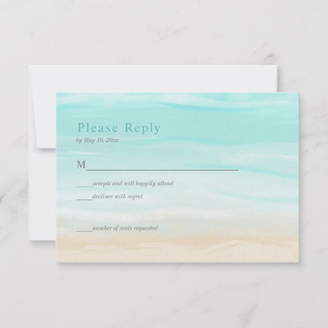 Tarjeta de Respuesta de Boda de Playa Abstracta Mo (Anverso)
