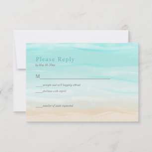 Tarjeta de Respuesta de Boda de Playa Abstracta Mo