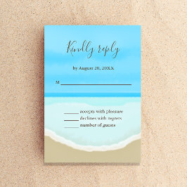 Tarjeta de respuesta de boda de playa con acuarela