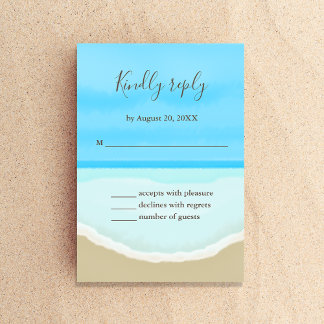 Tarjeta de respuesta de boda de playa con acuarela
