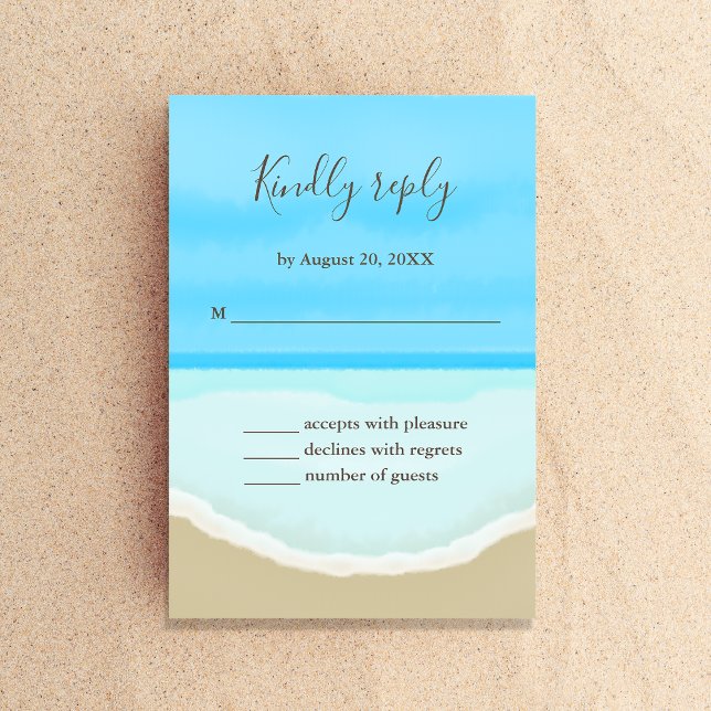 Tarjeta de respuesta de boda de playa con acuarela (Subido por el creador)