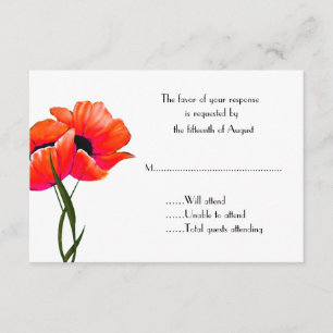 Tarjeta de respuesta de Boda de Poppies naranja