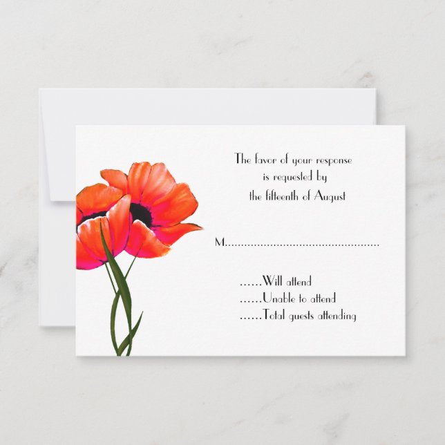 Tarjeta de respuesta de Boda de Poppies naranja (Anverso)