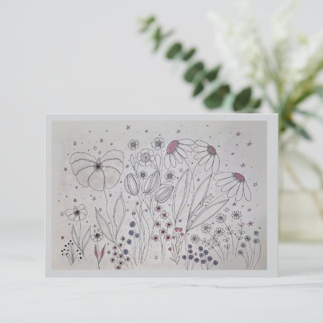 Tarjeta de respuesta de boda de pradera de flores  (Anverso de pie)