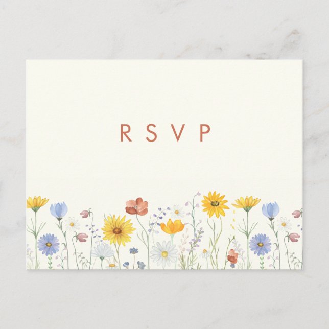 Tarjeta de respuesta de boda de primavera con flor (Anverso)