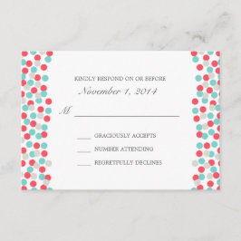 Tarjeta de respuesta de Boda de puntos Aqua y Cora