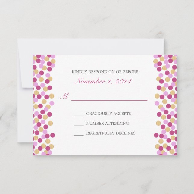 Tarjeta de respuesta de Boda de puntos de polka mo (Anverso)