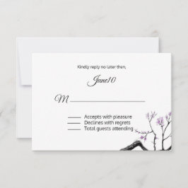 Tarjeta de respuesta de boda de rama florecida de 