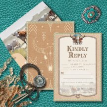 Tarjeta de respuesta de Boda de Rancho Occidental 