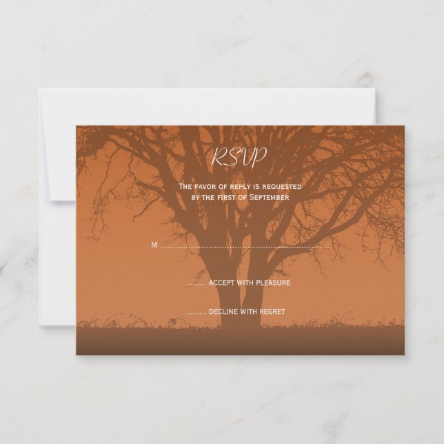 Tarjeta de respuesta de Boda de roble de Naranja r (Anverso)