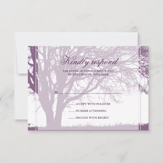 Tarjeta de respuesta de boda de roble púrpura (Anverso)