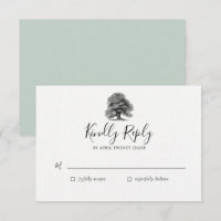 Tarjeta de respuesta de boda de roble vintage