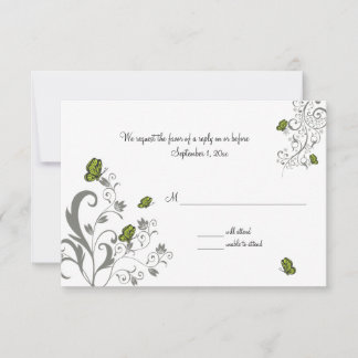 Tarjeta de respuesta de boda de rollo de mariposa