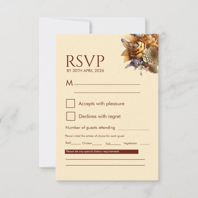 Tarjeta de Respuesta de Boda de Romance Clásico (Anverso)
