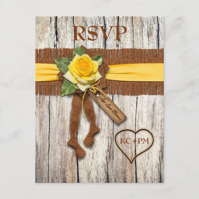 TARJETA DE RESPUESTA de Boda de ROSA Amarilla, Mad (Anverso)