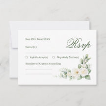 Tarjeta de Respuesta de Boda de Rosa Blanca Elegan