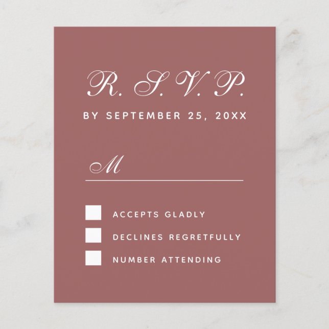 Tarjeta de respuesta de Boda de Rosa de Cinnamon R (Anverso)